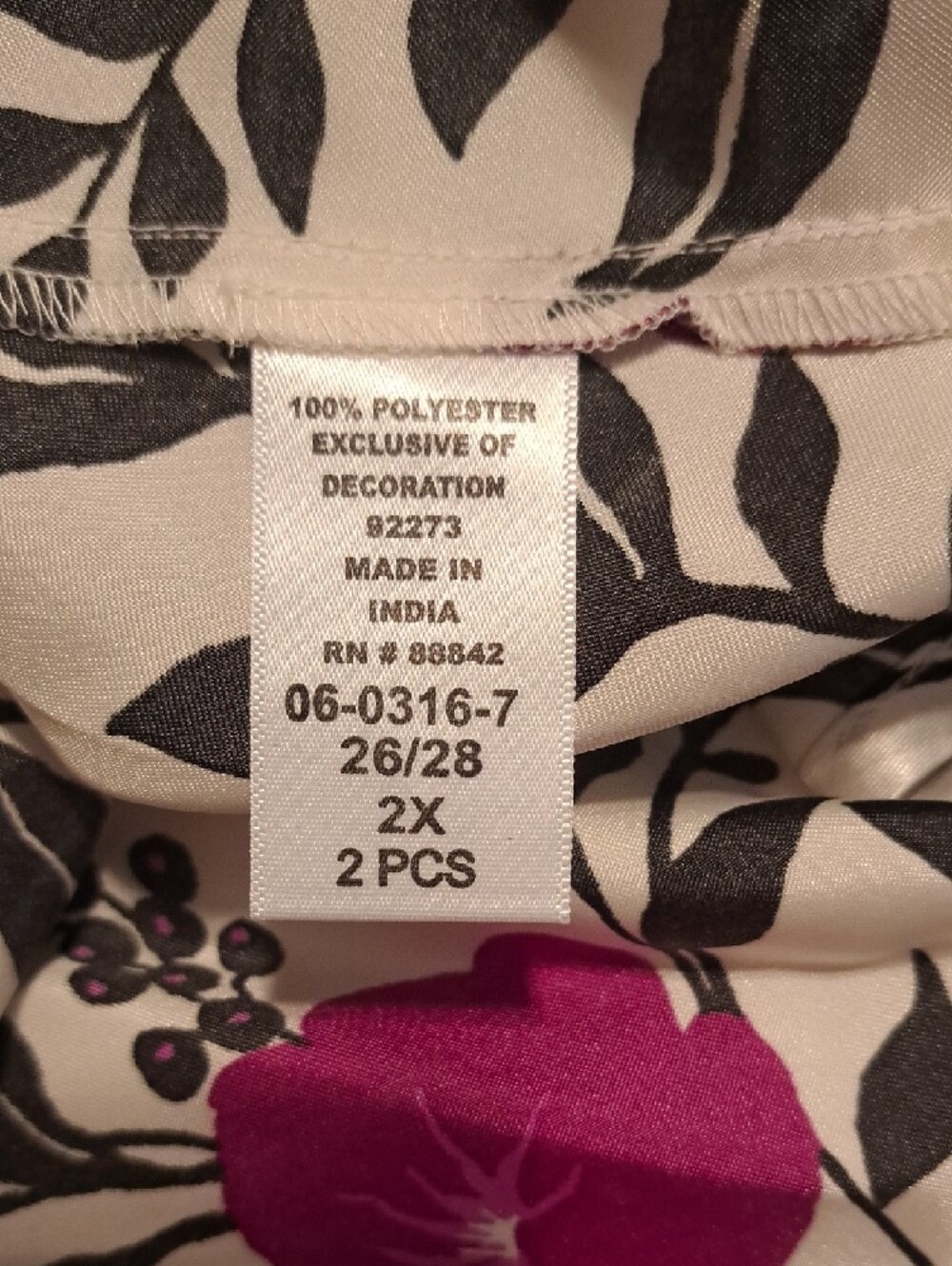 Amoureuse White Floral Lace-Trim Maxi Nightgown - Magenta & Black Print - Picture 8 of 15